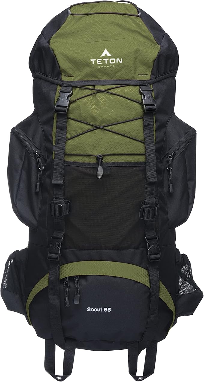 TETON 55L Scout Internal Frame Backpack for Hiking, Camping, Backpacking, Rain Cover Included
