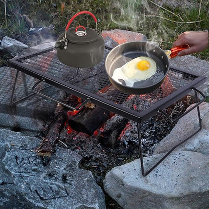 REDCAMP 2 in 1 Folding Camping Grill Grate, Folding Grill Table for Outdoor Open Flame Cooking for Camping Portable Over Fire Camp Grill