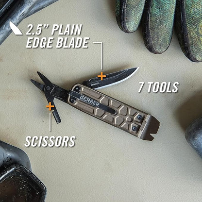 Gerber Gear Lockdown Slim Pry 7-in-1 Multi-tool - 2.5" Plain Edge Blade, Scissors, Pry Bar - EDC Gear and Equipment - Black