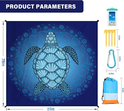 Beach Blanket Oversized Extra Large 78" X 81",Waterproof Sandproof Beach Blanket 1-7 Adults Lightweight Durable for Travel Camping Hiking Picnic