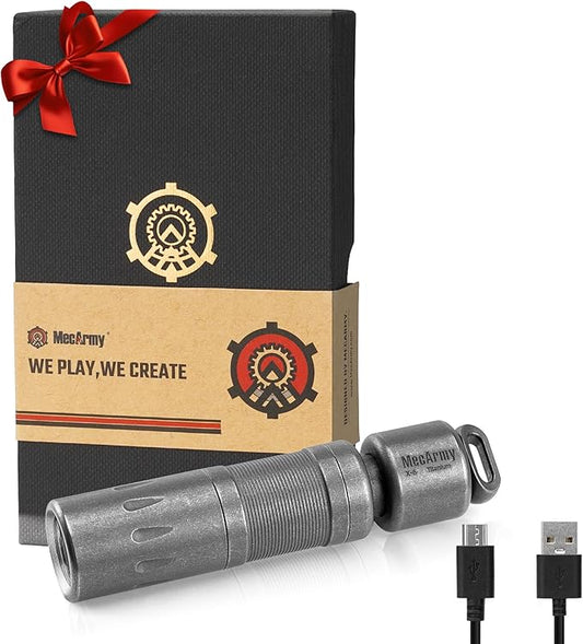 MecArmy Titanium Mini Flashlight Rechargeable, EDC Small Flashlights with Quick Release Tail for Easy Access, Led Pocket Flashlight for Home Camping Outdoors, Christmas Birthday Gifts for Him Her