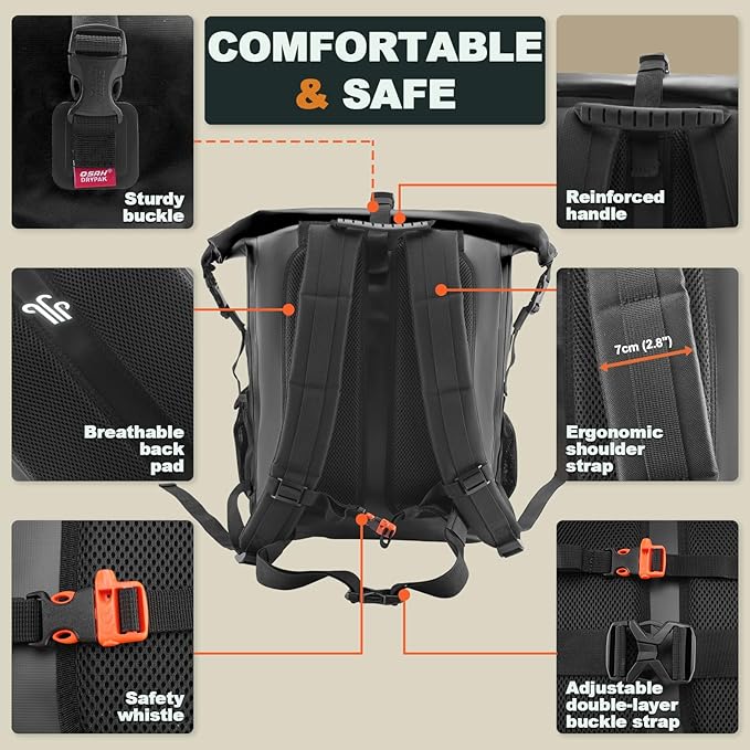 Waterproof Backpack Dry Bag 35L/55L – Heavy Duty Roll-Top Hiking Backpack for Travel, Kayaking, Boating, Camping, Rafting and Fishing