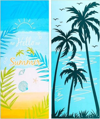 2 Pack Microfiber Beach Towel, Oversized Microfiber Pool Towel 75”x 35”, Sand-Free Beach Towel, Quick Drying Camping Towel, Super Absorbent Bath Towel Blanket, Soft Breathable and Lightweight