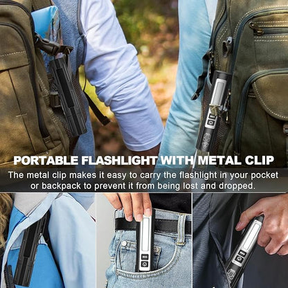 Rechargeable Magnetic Flashlights 20000 High Lumens - Super Bright Long Beam LED Powerful Small Flashlight 8 Modes with COB Work Light, Dual Button Tactical Pocket Flashlight for Camping Emergency