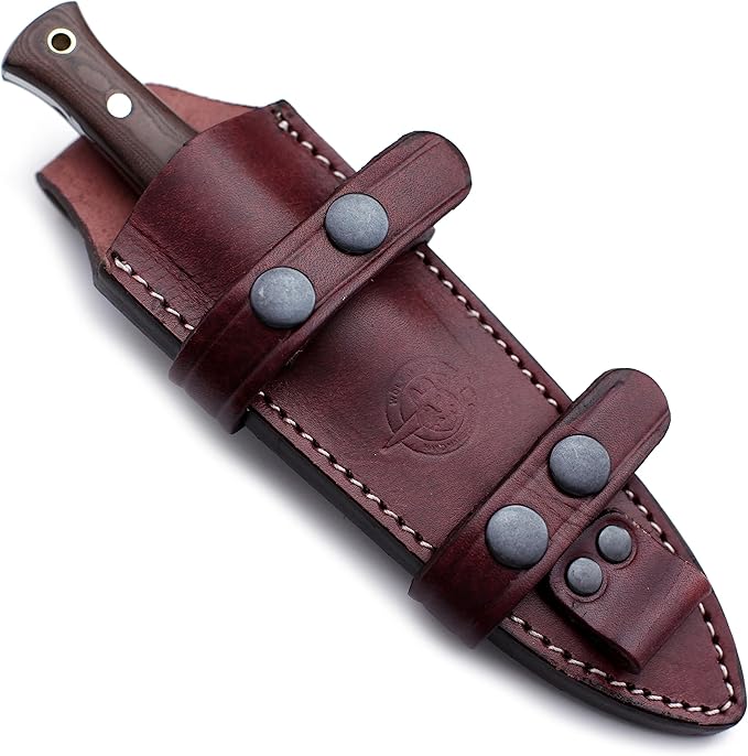 Handmade Damascus Steel Knife for Hunting,Survival,Camping,Bushing and Fishing, Fixed Blade Spear point Full Tang Micarta Handle with Cowhide-Leather Sheath -WKD-800