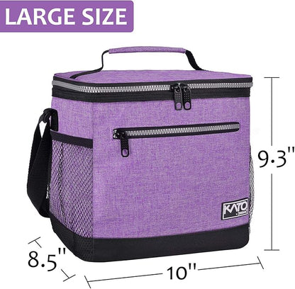 Tirrinia Large Insulated Lunch Box for Men/Women, Leakproof Thermal Lunch Bag for Office Picnic Work Beach Camping,Reusable Lunch Cooler Tote for Adult,Purple