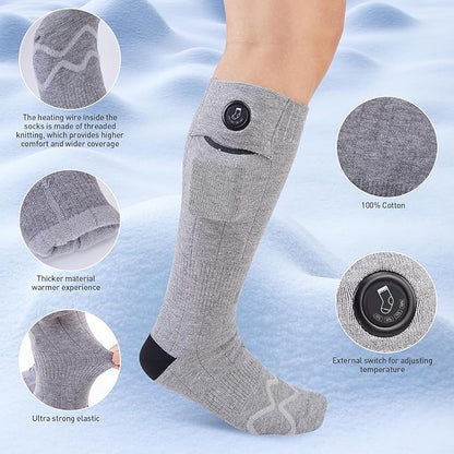 Heated Socks, 2023 Upgraded Rechargeable with 12Hrs Max Heating Time, Heated Socks for Men Women with Battery, Electric Heated Socks for Outdoors, Hunting, Golf, Camping, Warm Gifts