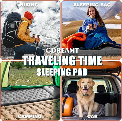 Inflatable Camping Sleeping Pad with Pillow, Extra Thick 4 Inch Sleeping Mat with Built-in Pump, Compact & Ultralight Camping Air Mattress for Backpacking Hiking Tent Traveling