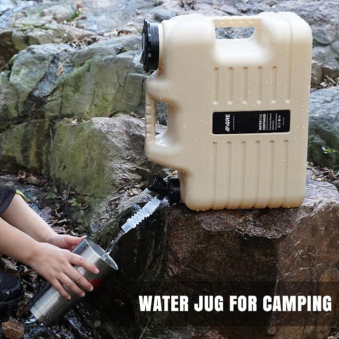 Camping Water Jug, Camping Water Container,4.76 Gallon BPA Free Water Storage with Spigot, Large Water Tank,Portable Emergency Water Storage for Camping,Car, Hiking, Hurricane Supplies.White