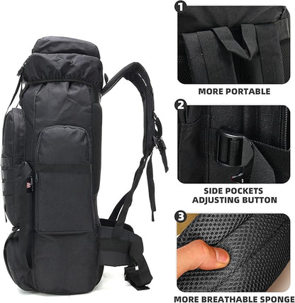 70L Camping Hiking Military Tactical Backpack Outdoor Water-Repellent Adjustable Sport Bags