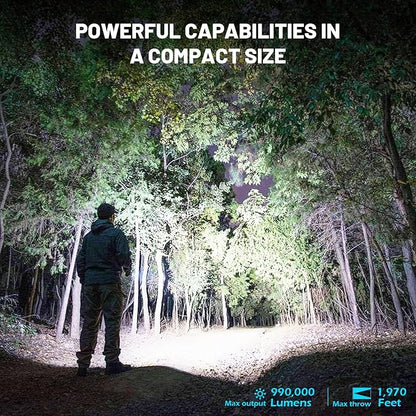 azamine Rechargeable LED Flashlight High Lumens - High Powered 990000 Lumen Super Bright Flashlights with 3 Modes, IPX6 Waterproof, Portable Handheld Flash Light for Home, Camping, Outdoor