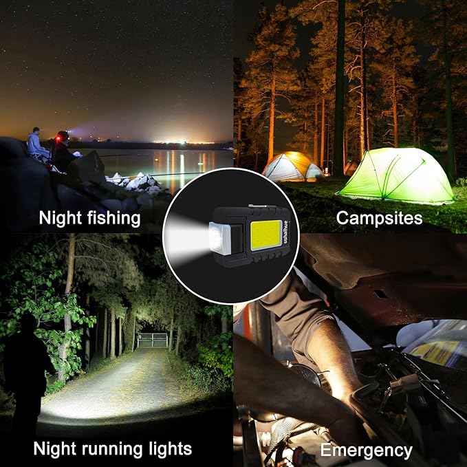 Mini Flashlight 500 Lumens Rechargeable Handheld Flashlights,Key Light 180°Rotatable Headlamps,6 Modes,Waterproof Design,for Camping Hiking Running