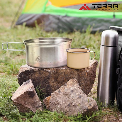 Camping Cookware Set - Stainless Steel, Lightweight, and Durable - Perfect for Camping, Hiking, Fishing, Hunting, and Backpacking - Includes Pot and Skillet Lid