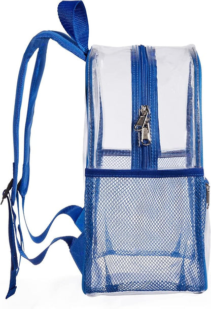 ZJIE Clear Backpack, 12x12x6 Stadium Approved, Transparent See-Through for Concerts, Sports, Work, School, Security (Blue)