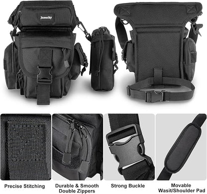 Jueachy Drop Leg Bag for Men Tactical Metal Detecting Thigh Pack with Water Bottle Pouch