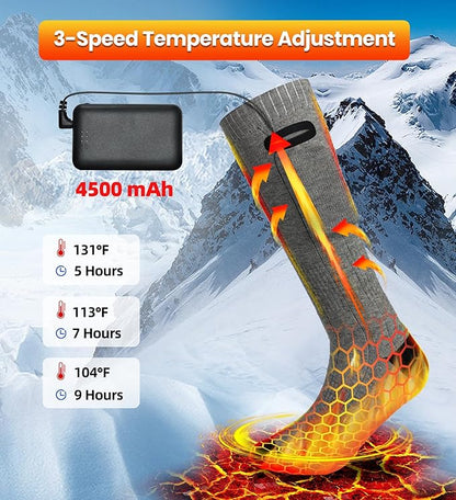 Heated Socks for Men Women, 4500 mAh Electric Rechargeable Heated Socks, Warm Winter Battery Heated Socks Women Outdoor Riding Camping Hiking Motorcycle Heated Ski Sock