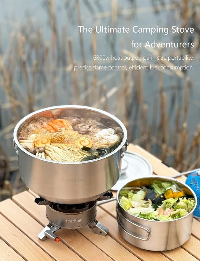 Windproof 6800W Camp Stove Mini Propane Stove Backpacking Stove with Case Portable Isobutane and Butane Stove for Cooking, Outdoor, Camping, Hiking with Piezo Igniter