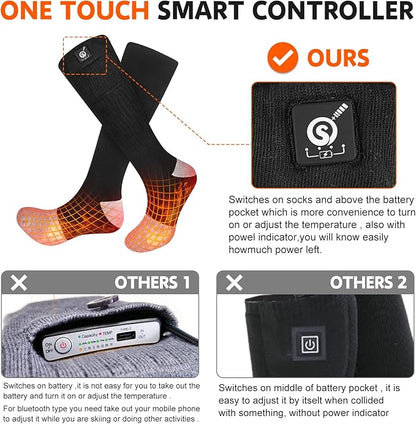Upgraded Rechargeable Electric Heated Socks,7.4V 2200mAh Battery Powered Cold Weather Heat Socks for Men Women,Outdoor Riding Camping Hiking Motorcycle Skiing Warm Winter Socks