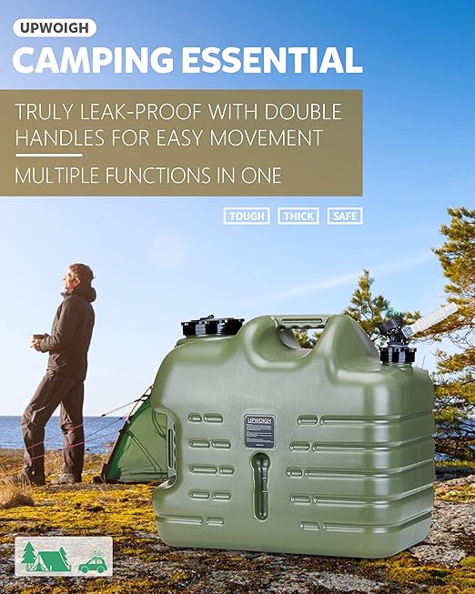 Camping Water Container, 6.6 Gallon Big Water Jug(25L), Truly No Leakage Water Storage, Military Green Water Tank,BPA Free Overlanding Gear
