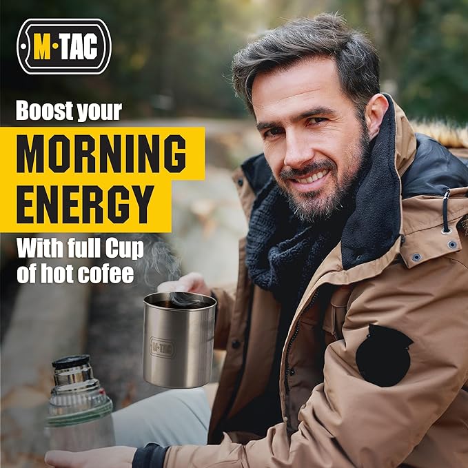 M-Tac 17oz Stainless Steel Hiking Mug Travel Coffee Cup with Handle