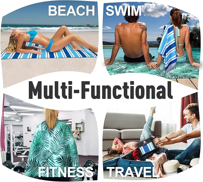 2 Pack Microfiber Beach Towel, Oversized Microfiber Pool Towel 75”x 35”, Sand-Free Beach Towel, Quick Drying Camping Towel, Super Absorbent Bath Towel Blanket, Soft Breathable and Lightweight