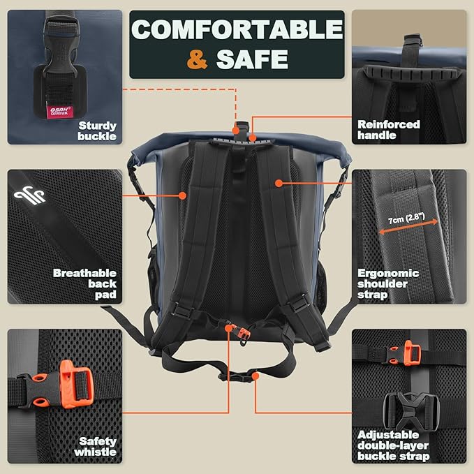 Waterproof Backpack Dry Bag 35L/55L – Heavy Duty Roll-Top Hiking Backpack Sack Keeps Gear Dry for Travel, Kayaking, Boating, Camping, Rafting and Fishing