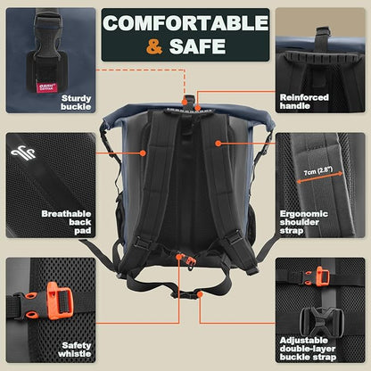 Waterproof Backpack Dry Bag 35L/55L – Heavy Duty Roll-Top Hiking Backpack Sack Keeps Gear Dry for Travel, Kayaking, Boating, Camping, Rafting and Fishing