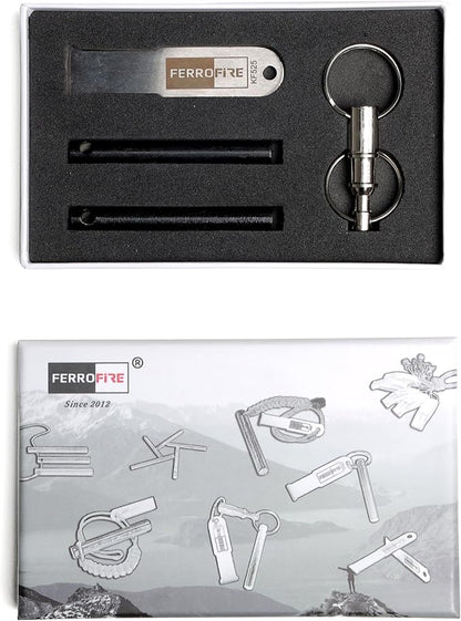 KF525 Stay Safe Keychain Fire Starter with 2.5 Inch Long Ferro Rod and Striker for Camping Emergency (Pack of 2)
