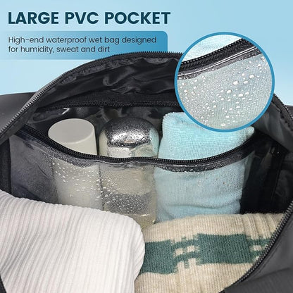 Lightweight Gym Bag for Man Women,Water Resistant Duffle Bag for Travel with Wet Pocket,Wear-resistant Weekender Overnight Duffel Bag,Travel Bag Easy to Clean Tote bag for women(Black)