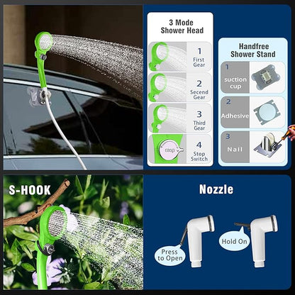 Portable Camping Shower Pump: 6000mA Rechargeable Battery Water Pump for Traveling Hiking - Camp Bucket Shower Head for Outdoor