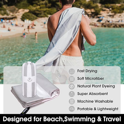 4Monster Microfiber Beach Towel Quick Dry,Super Absorbent Lightweight Travel Towel for Swimmers, Sand Free Camping Towel, Beach Towels for Pool, Swim, Water Sports,Yoga,Gym,Backpacking