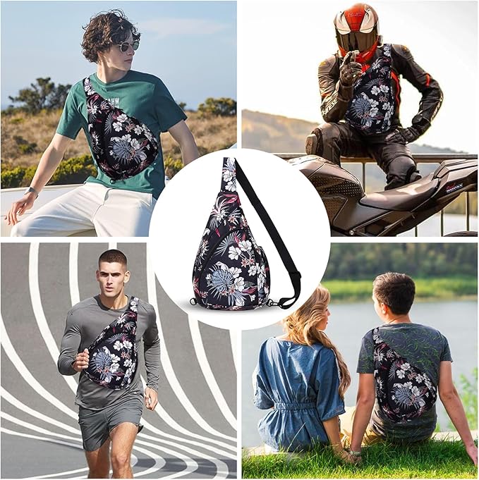 HUA ANGEL Crossbody Sling Bag for Men & Women Lightweight Waterproof Chest Shoulder Bag for Travel Hiking & Everyday Use