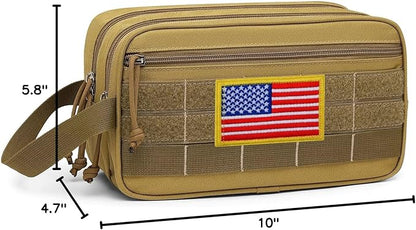 TACTICISM Toiletry Bag for Men - Dry Wet Separate Hygiene Bag Travel Toiletry Bag, Tactical Molle Dopp Kit for Men with Large Capacity, Water-Resistant Shaving Bag for Adult Women for Travel, Brown