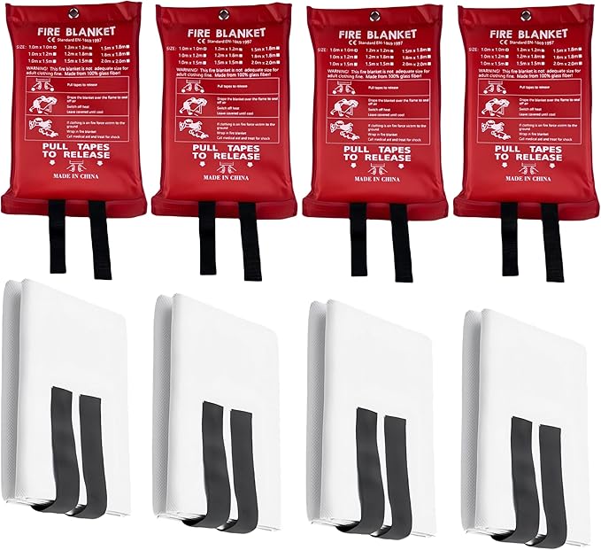Fire Blankets Emergency for Home,39.4"x39.4" Emergency Fire Blanket for Kitchen Office Warehouse Car Camping Grill Fireplace. (4 Pack)