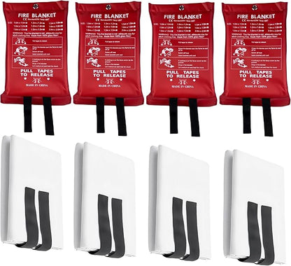 Fire Blankets Emergency for Home,39.4"x39.4" Emergency Fire Blanket for Kitchen Office Warehouse Car Camping Grill Fireplace. (4 Pack)