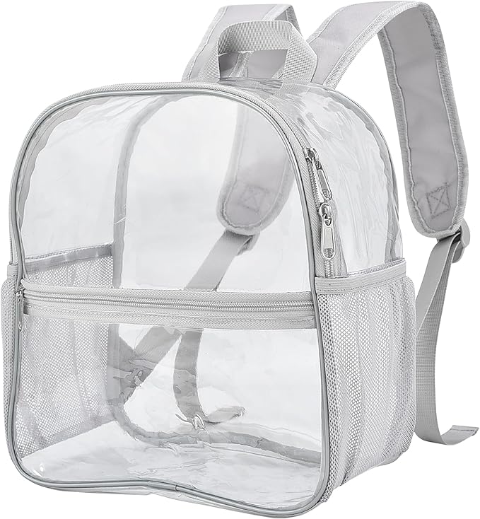 Oraben Clear Backpack for Stadium Events Clear Stadium Backpack 12x6x12 Bag (Enhanced Strap, Sliver)