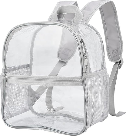 Oraben Clear Backpack for Stadium Events Clear Stadium Backpack 12x6x12 Bag (Enhanced Strap, Sliver)