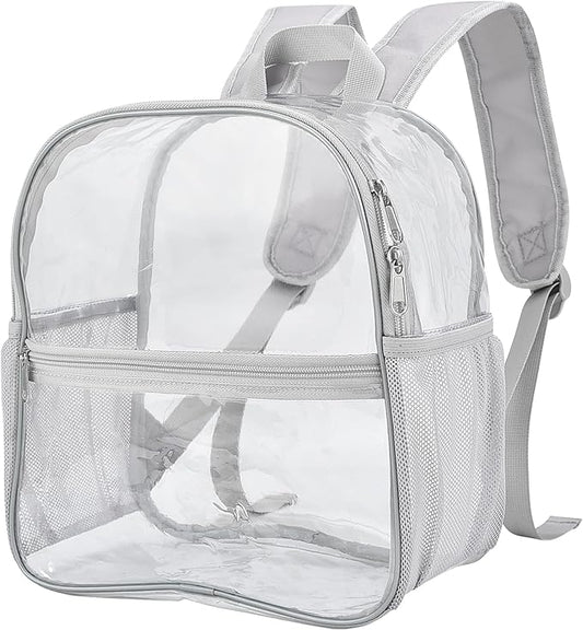 Oraben Clear Backpack for Stadium Events Clear Stadium Backpack 12x6x12 Bag (Enhanced Strap, Sliver)