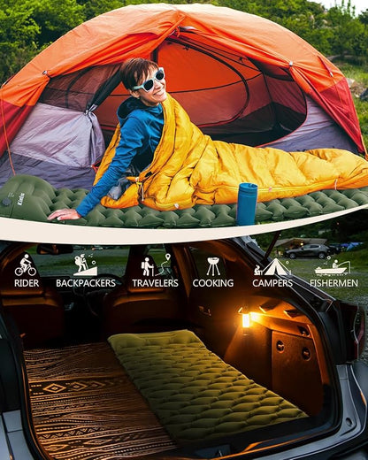 Sleeping Pad for Camping, Inflatable Camping Pad Built-in Foot Pump and Pillow, 75"×26" Single Size, Lightweight & Compact Camping Air Mattresses for Backpacking, Hiking, Traveling, Tent
