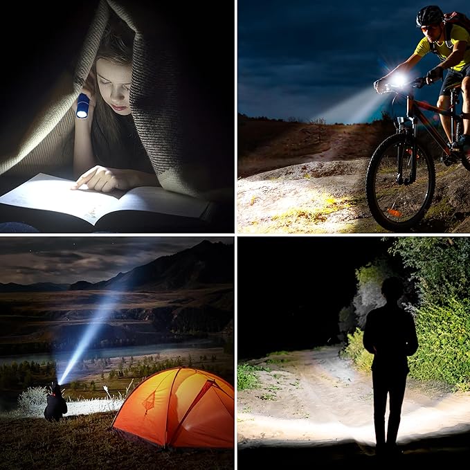 Flashlight Rechargeable,2000L High Lumens Tactical Flashlight,Super Bright Small LED Flash Light-Zoomable,Adjustable Brightness,Long Lasting for Camping,Outdoors,Christmas Gifts Men&Women-Blue