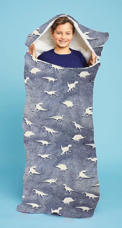 iscream 73" x 25" Faux Sherpa-Lined Plush Fleece Zippered Sleeping Bag - Fun & Games Collection