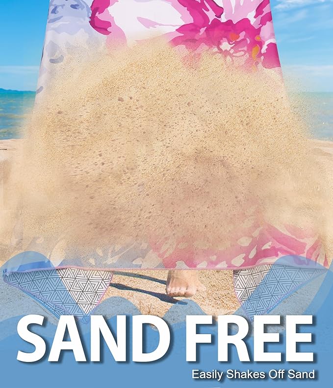 Microfiber Beach Towel – Pink Flower Quick Dry Lightweight Sand Free Oversized Large Accessories Travel Must Have Swim Pool Yoga Camping Gear Summer Cruise Ship Essentials Cloud Compact Gift 71''32''
