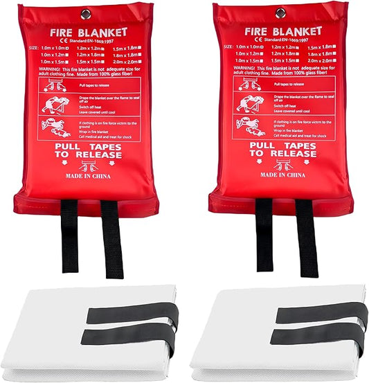 Fire Blankets Emergency for Home,39.4"x39.4" Emergency Fire Blanket for Kitchen Office School Warehouse Car Camping Grill Fireplace. (2 Pack)
