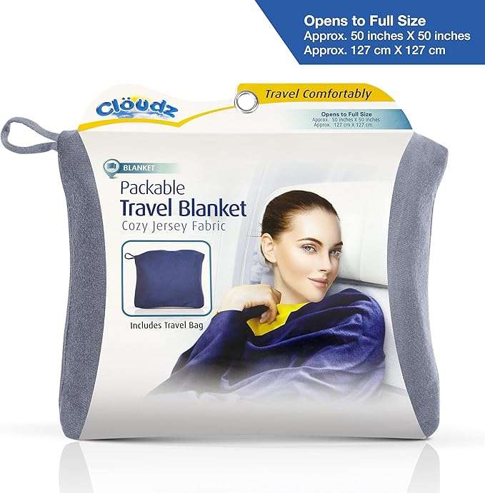 Cloudz Jersey Travel Blanket (50"x50") in A Bag - Heather Grey