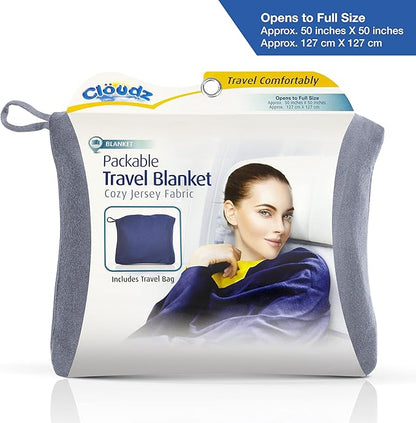 Cloudz Jersey Travel Blanket (50"x50") in A Bag - Heather Grey