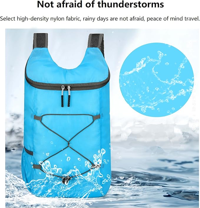 16L Hiking-Daypack Lightweight-Foldable Travel-Backpack Water-Resistant Camping Outdoor Packable Small Carry-on Bag (Blue)