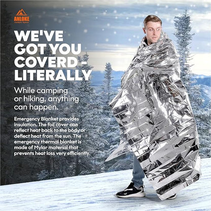 Emergency Blankets Mylar Thermal Blanket-(50 Pack) of Gigantic Space Blanket 82 * 64 in. Survival Blankets Heavy Duty Camping Gear,First Aid