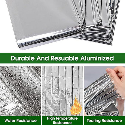 CXYARY 12 Pack Emergency Thermal Blanket Survival, 84” x 52” Mylar Blanket, Space Blanket, Silver Foil Blanket, Survival Kit Camping Blanket, Body Warmer Blanket for Outdoor, First Aid, Hiking