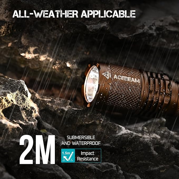 ACEBEAM TAC AA Tactical EDC Flashlight, 750 High Lumens Flashlight Rechargeable, 200 Meters Long Throw Pocket LED Flashlight, Super Bright Small Mini Flashlight, 519A-V1 LED 90+ High CRI Flash Light