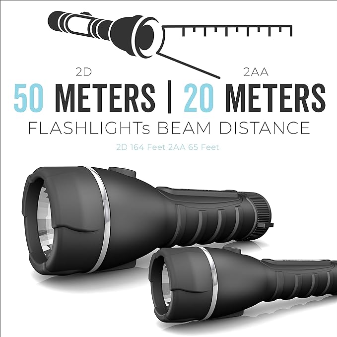 Rayovac LED Flashlight 3 Pack, Rubber Grip Flash Light Set with Batteries Included - Perfect for Power Outages, Emergency Situations, Camping, Hiking, Dog Walking (3 Pack)